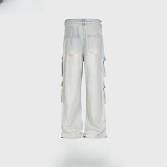 Men's Vintage Pants Men's Women's Straight Pants High Street Washing Water Old Jeans MIJKO