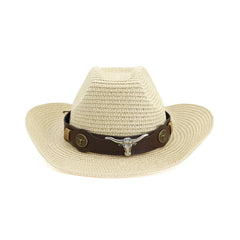 Chapeaux de cowboy en paille Chapeau de paille Hommes et femmes Chapeau de plage de bord de mer extérieur Chapeau de soleil de protection solaire