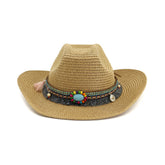 Chapeaux de cowboy en paille Chapeau de cowboy en paille pour hommes et femmes Plage en bord de mer en extérieur