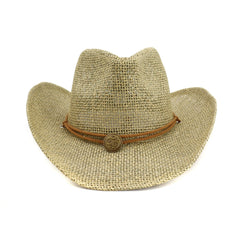 Chapeaux de cowboy en paille Chapeau de plage de bord de mer extérieur Protection solaire Chapeau de soleil