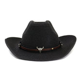 Chapeaux de cowboy en paille Chapeau de plage de bord de mer extérieur Protection solaire Chapeau de soleil