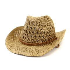 Chapeaux de cowboy en paille Chapeau de paille fait main Chapeau melon Femme Chapeau de plage extérieur en bord de mer