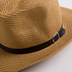 Chapeaux de Cowboy en Paille pour Homme Chapeau de Cowboy d'Été Protection Solaire Chapeau de Plage en Bord de Mer