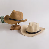 Chapeaux de Cowboy en Paille pour Homme Chapeau de Cowboy d'Été Protection Solaire Chapeau de Plage en Bord de Mer