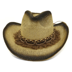 Chapeau de paille de cowboy pour femme Chapeau de plage de bord de mer pour l'extérieur