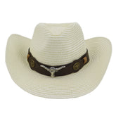 Chapeaux de Cowboy en Paille Chapeau de Plage de Mer Extérieur Herbe de Cowboy