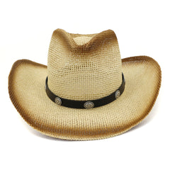 Chapeaux de cowboy en paille Chapeau de cowboy en paille pour femme Chapeau haut de forme Plage en bord de mer en extérieur
