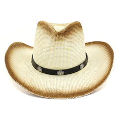 Chapeaux de cowboy en paille Chapeau de cowboy en paille pour femme Chapeau haut de forme Plage en bord de mer en extérieur
