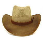 Chapeaux de cowboy en paille pour hommes et femmes Chapeau de cowboy en paille Chapeau de plage en bord de mer pour l'extérieur