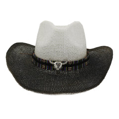 Chapeaux de cowboy en paille pour hommes et femmes, chapeau de paille de plage noir
