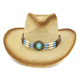 Chapeau de cowboy en paille Chapeau de plage Chapeau de protection solaire Chapeau de cowboy en paille