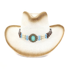 Chapeau de cowboy en paille Chapeau de plage Chapeau de protection solaire Chapeau de cowboy en paille
