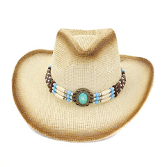 Chapeau de cowboy en paille Chapeau de plage Chapeau de protection solaire Chapeau de cowboy en paille