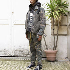 Mens Vintage Pants Multi-pocket-breasted camouflage slacks MIJKO