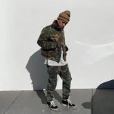 Mens Vintage Pants Multi-pocket-breasted camouflage slacks MIJKO