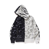 Bathing Ape Hoodie Fashion Brand Skull Dark Black Black and White Color Matching Yin and Yang Sweater Male and Female Couples Wear Spring and Autumn Coat