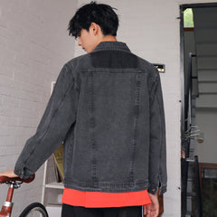 Men's Spring Denim Jacket Men's Lapel Casual Short Jacket Large Size Loose Qmen Denim Jacket
