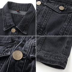 Men's Spring Denim Jacket Men's Lapel Casual Short Jacket Large Size Loose Qmen Denim Jacket