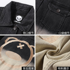 Veste en jean noire printemps Chemise en jean Homme ample Grande taille Blouson en jean pour homme