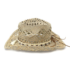 Chapeaux de cowboy en paille Chapeau de cowboy tressé Chapeau de paille naturel Chapeau de soleil