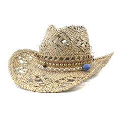 Chapeaux de cowboy en paille Chapeaux en jean pour hommes et femmes Chapeaux de paille Protection solaire Chapeaux de soleil