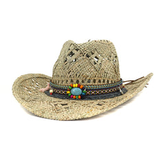 Chapeaux de cowboy en paille Chapeaux en jean pour hommes et femmes Protection solaire Chapeau de soleil