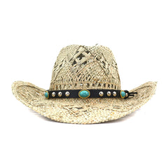 Chapeaux de Cowboy en Paille Chapeau en Jean Chapeau de Paille en Herbe Naturelle
