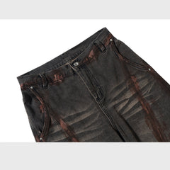 Mens Vintage Pants Washed Straight Jeans MIJKO