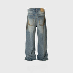 Mens Vintage Pants Ripped Straight Old Jeans MIJKO