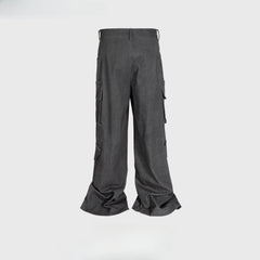 Mens Vintage Pants Tidy Pull-Up Grey Casual Pants MIJKO