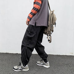 Men Cargo Pants Retro Classic Summer Overalls Men's Loose Casual Wide-Leg Pants