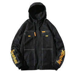Autumn Hooded Casual Denim Jacket Men's Jacket Large Size Loose Men Denim Jacket