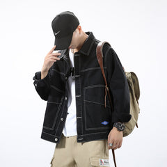 Denim Jacket Men's Spring and Autumn Loose Large Size Denim Casual Jacket Men's Denim Jacket