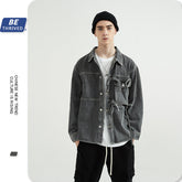 Autumn and Winter Loose Denim Jacket Retro plus Size Men's Casual Infmen Denim Jacket