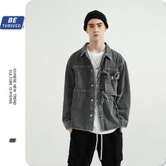 Autumn and Winter Loose Denim Jacket Retro plus Size Men's Casual Infmen Denim Jacket