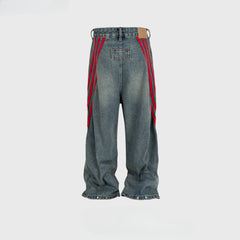 Men's Vintage Pants Jeans Splicing Men's and Women's Button Pants Long Pants MIJKO