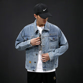 Men's Fall Denim Jacket Men's Autumn Loose Denim Jacket plus Size Men Denim Jacket