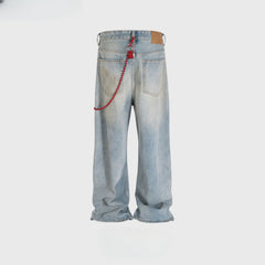 Men's Vintage Pants Men's Women's Straight Jeans Vibe Old Washed Trousers MIJKO