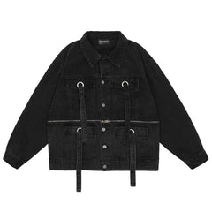 Patchwork Denim Jacket Men's Denim Clothing Trendy Loose Color Matching Plus Size Casual Men Denim Jacket