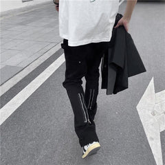 Men Vintage Pants Autumn and Winter Pocket Zipper Straight Pants VIBE MIJKO