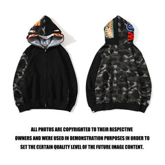 Bathing AAp Hoodie Autumn and Winter Camouflage Shark Double Hood Sweatshirt Couple Coat Hip Hop Men and Women