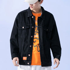 Men's Spring Denim Jacket Loose plus Size Top Retro Lapels Casual Jacket Men Denim Jacket