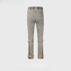 Men's Vintage Pants Men's and Women's Button-Trimmed Small Foot Jeans MIJKO