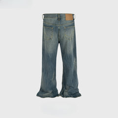 Men's Vintage Pants Men's Women's Washed Micro-wide Pants Jeans MIJKO