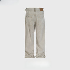 Men's Vintage Pants Men's Women's Washed Straight Pants Casual Jeans MIJKO
