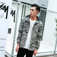 Reflective zebra striped tide brand men's and women's casual double-layer trench coat student couple jacket youth jacket class uniform tide