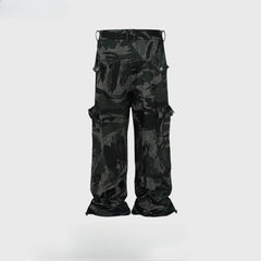Mens Vintage Pants graffiti camouflage graffiti tooling trousers pants tide MIJKO