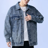 Spring and Autumn Men's Denim Coat Plus Size Loose Down Shirt Top Casual Men Denim Jacket