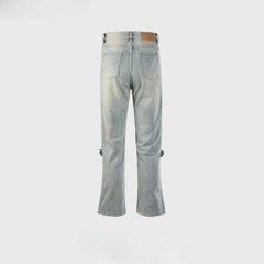Men's Vintage Pants Men's Zipper Pants Pants Button Jeans MIJKO