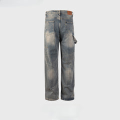 Men's Vintage Pants Men's Women's Wash Water Old Trousers Straight Jeans MIJKO